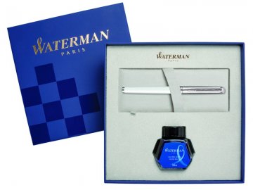Waterman Hémisphère Metal & White CT - plnicí pero v dárkové kazetě s ink